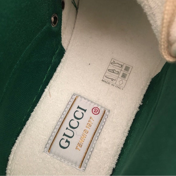 Gucci Tennis 1977 high top sneakers in white with web trim new in box men 10 - Picture 10 of 12